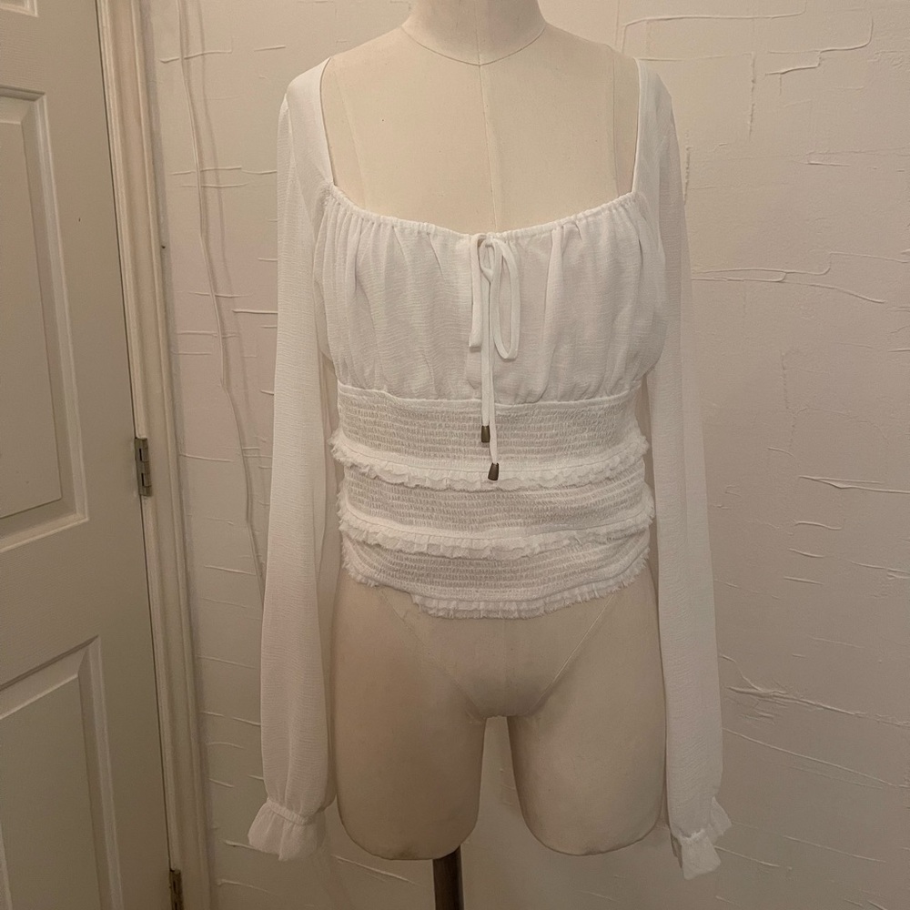 White Mesh Blouse